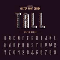 Font and alphabet vector, Line tall typeface letter and number design, Graphic text on background vector