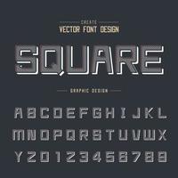 Font and alphabet vector, Line square typeface letter and number design, Graphic text on background vector