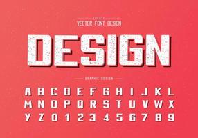 Texture Bold Font and alphabet vector, Writing typeface and number design, Graphic text on grunge background vector