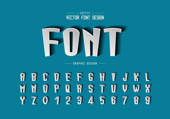 Paper cut font and cartoon alphabet vector, Tall typeface letter and number design