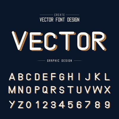 Font and alphabet vector, Typeface style letter and number design, Graphic text on background