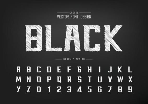 Sketch Font and alphabet vector, Chalk Bold Modern Typeface and letter number Graphic text design