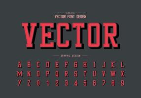 Font and shadow alphabet vector, Typeface and number design, Graphic text on background vector