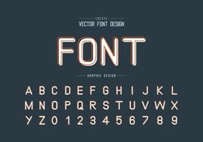 Line font with white shadow and alphabet vector, Typeface letter and number design vector