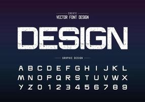 Texture font and alphabet vector, Rough design typeface letter and number vector