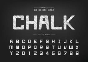 Sketch Font and alphabet vector, Chalk Square typeface letter and number design, Graphic text on background vector