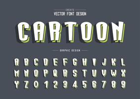 Cartoon font and alphabet vector, Line Tall typeface letter and number design, Graphic text on background vector