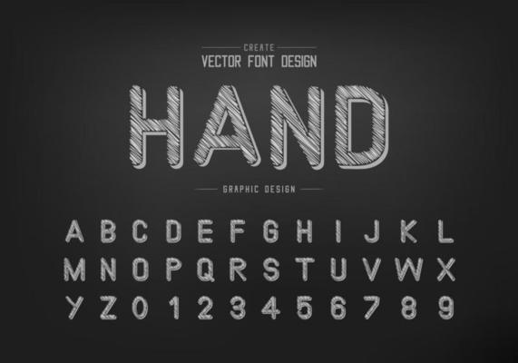 Pencil font and alphabet vector, Sketch typeface letter and number design