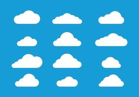 Flat cloud design on blue background, Icon clouds vector set, Graphic cloudy