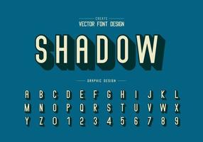 Shadow font and alphabet vector, Letter typeface and number design, Graphic text on background vector