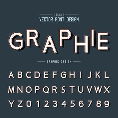 Font and alphabet vector, Design typeface and number, Graphic text on blue background