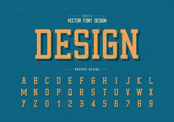 Texture Font and alphabet vector, Typeface and number design, Graphic text on grunge background