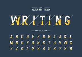 Sliced font and alphabet vector, Writing style typeface letter and number design, graphic text on background vector