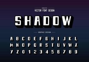 Bold Font and alphabet vector, Shadow typeface and number design, Graphic text on background vector