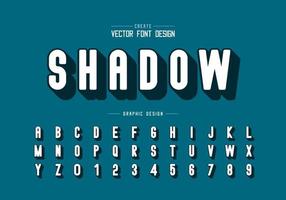 Shadow font and round alphabet vector, Letter typeface and number design, Graphic text on background vector