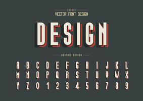 Font and alphabet vector, Tall typeface letter and number design, Graphic text on background vector