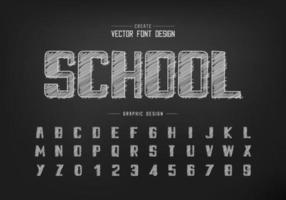 Chalk bold font and alphabet vector, Hand draw typeface and number design vector