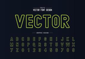 Green line font and alphabet vector, Style typeface letter and number design vector