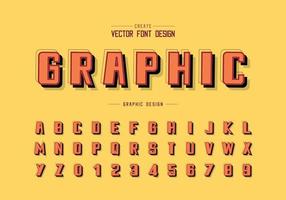 Shadow and line Bold Font vector, Alphabet typeface and number design, Graphic text on background vector