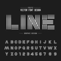 font and alphabet vector, Line letter design and graphic text on back background vector