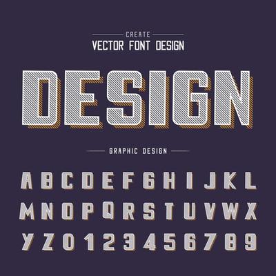 Font and alphabet vector, Line Bold typeface and number design, Graphic text on background