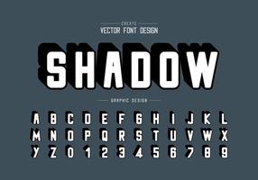 Shadow round font and alphabet vector, Typeface and letter number design vector