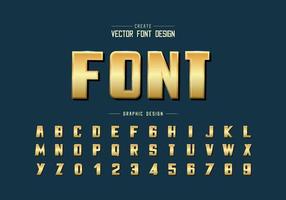 Gold  font and bold alphabet vector, Golden typeface and number design, Graphic text on background vector