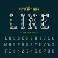 Font and alphabet vector, Line typeface and number design, Graphic text on background vector