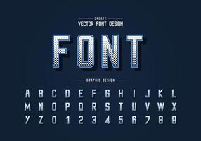 Halftone hexagon font and alphabet vector, Digital typeface and letter number design vector