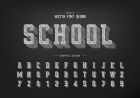 chalk shadow font and alphabet vector, Pencil sketch typeface and number design vector