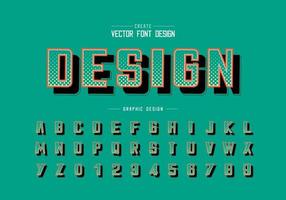 Halftone circle font and bold alphabet vector, Digital typeface and number design, Graphic text on background vector