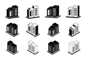 Building icon on white background, 3D Vector company collection