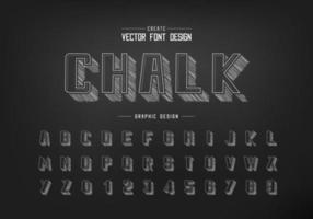 Pencil sketch shadow bold Font and alphabet vector, Chalk typeface and number design vector