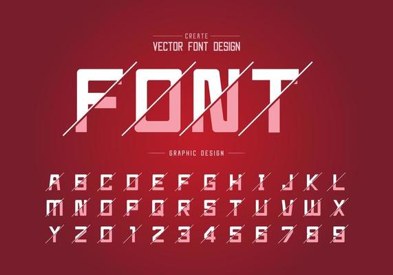 Font and alphabet vector, Square typeface letter and number design, Graphic text on background