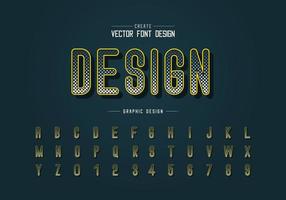 Halftone hexagon font and alphabet vector, Digital letter style typeface and number design vector