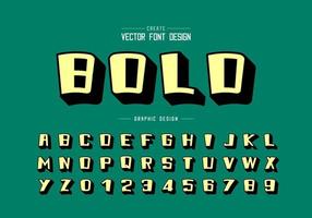 Shadow font and cartoon alphabet vector, Bold typeface and number design vector