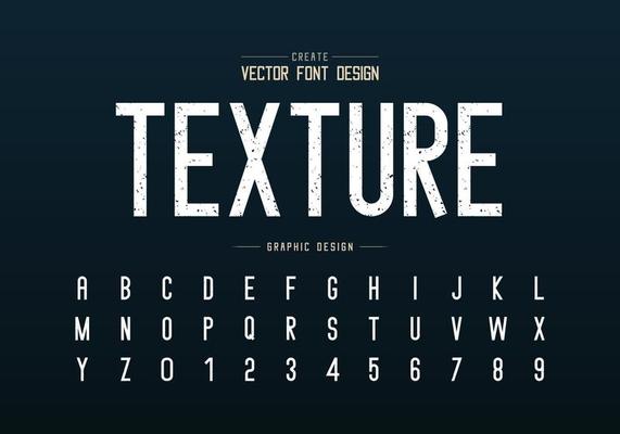 Texture font and alphabet vector, Rough letter typeface and number design, Graphic text on background