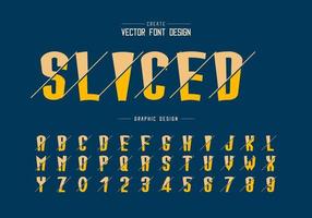 Sliced cartoon font and alphabet vector, Tall typeface letter and number design vector