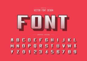 Halftone Hexagon font and bold alphabet vector, Digital writing typeface and number design vector