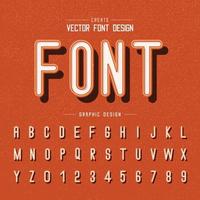 fuente y vector alfabético, diseño moderno de letras y texto gráfico sobre fondo naranja grunge