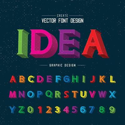 3D Font color and alphabet vector, Writing Idea typeface letter design, Script Graphic text on background