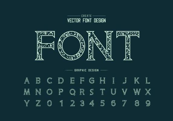 Texture font and grunge alphabet vector, Rough idea typeface letter and number design