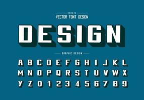 Shadow font and bold alphabet vector, Writing typeface and number design, Graphic text on background vector