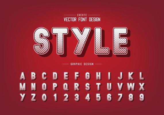Halftone hexagon font and alphabet vector, Digital style typeface letter and number design