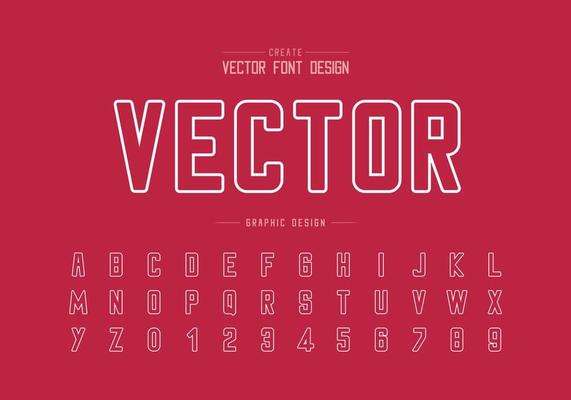 Line font and round alphabet vector, Typeface and letter number design, Graphic text on background