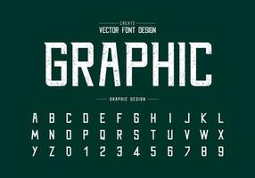 Texture font and alphabet vector, Rough modern typeface and letter number design vector