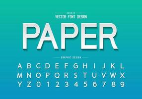 Paper cut font and alphabet vector design, design typeface and number