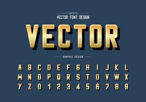 fuente dorada y vector alfabético redondo, tipografía dorada y diseño de números de letras
