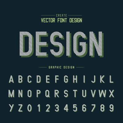 Font and alphabet vector, Line Style typeface letter and number design, graphic text on background
