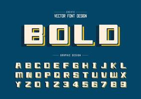 Bold Font and alphabet vector, Line Square typeface letter and number design, Graphic text on background vector